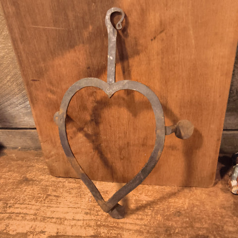 Antique Heart Shaped Hearth Trivet / Kettle Hand-Forged Wrought Iron