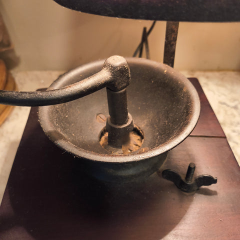 Vintage Wooden Coffee Grinder Lamp