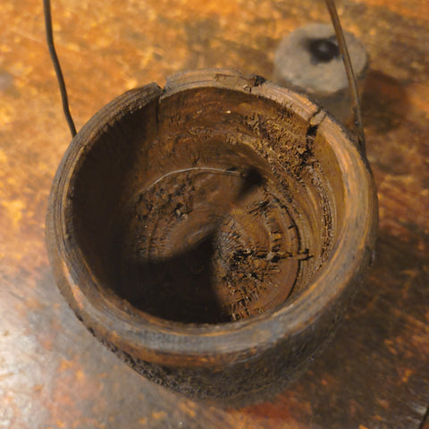 Primitive Wooden Hanging Candle Holder 2" x 3.5"