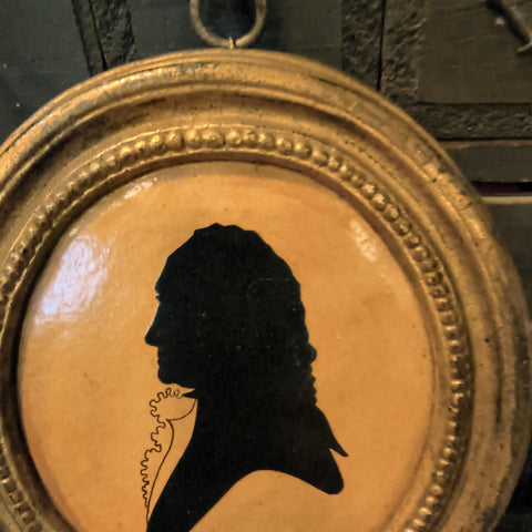 Antique Pair of Plaster George and Martha Washington plaster silhouette plaques