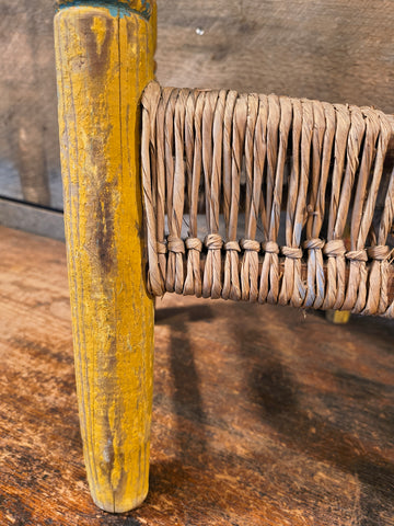 Antique Primitive Child Size Rush Chair.