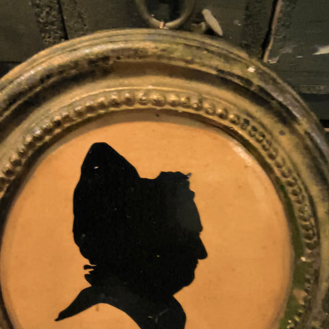 Antique Pair of Plaster George and Martha Washington plaster silhouette plaques
