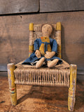 Antique Primitive Child Size Rush Chair.