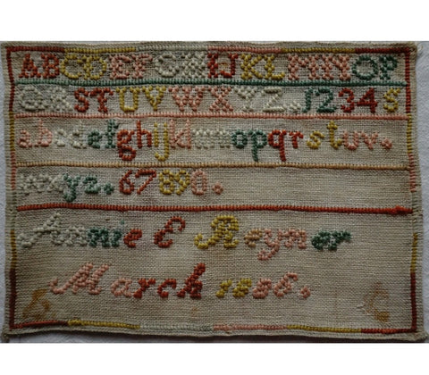 ALPHABET SAMPLER BY ANNIE.E.RAYNER - March 1886