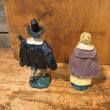Vintage Hand-Painted Cast-Iron Pilgrim Figurines
