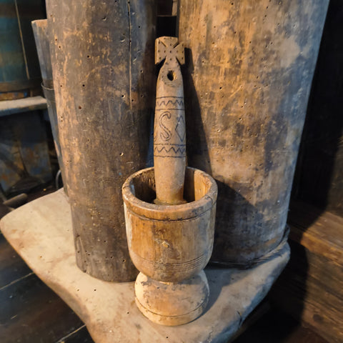 Primitive Wooden Mortar & Pestle