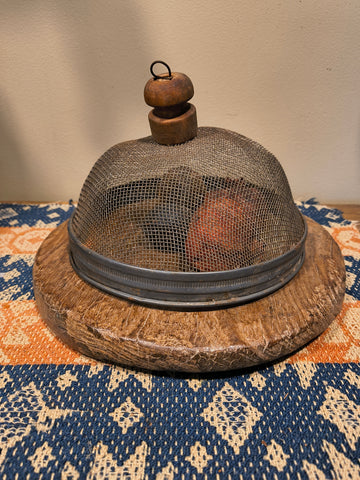 Antique Wooden Riser w/ Antique Shoo Fly