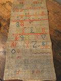 Antique Primitive LATE 18TH CENTURY ALPHABET & DIAMOND BORDER SAMPLER INITIALLED E.P - 1790