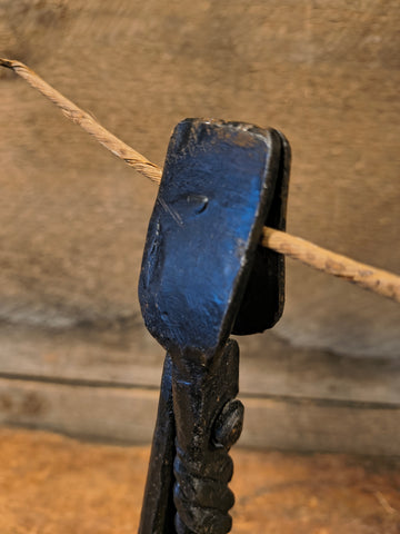 Antique Hand Forged Rush Light with Candle Holder Penny Feet Tripod