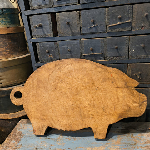 Antique Primitive Wooden Pig Chopping Board