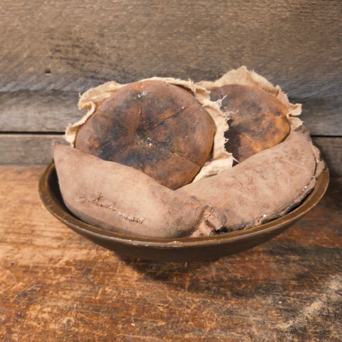 Primitive Wooden Bowl w/ faux Bagels and Tarts