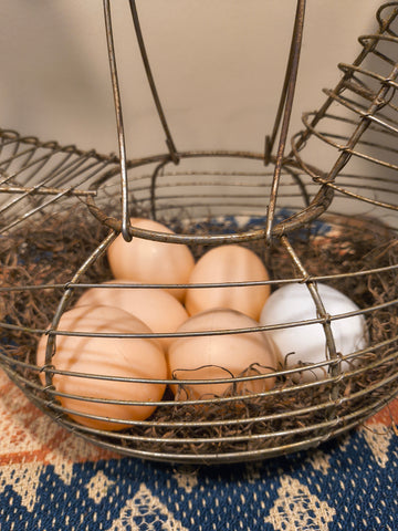 Vintage Wired Chicken Egg Basket