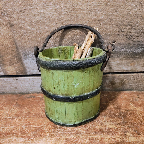 Antique Wood & Iron Berry Bucket