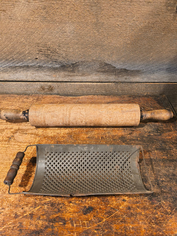 Antique Punched Greater with Wooden rolling pin