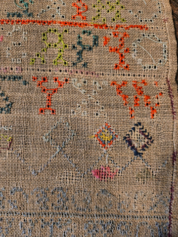 Antique Primitive LATE 18TH CENTURY ALPHABET & DIAMOND BORDER SAMPLER INITIALLED E.P - 1790