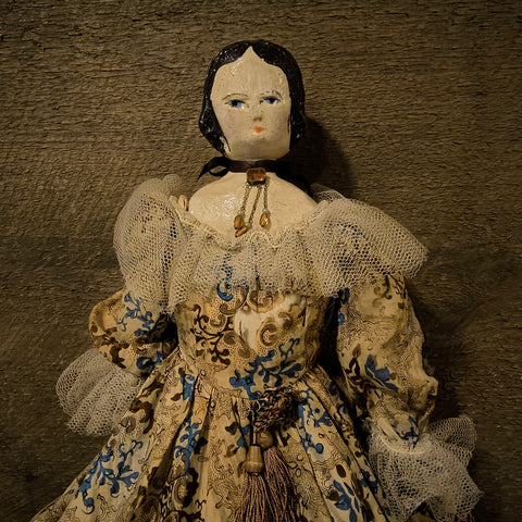 Antique Doll with Wooden Head & Bust