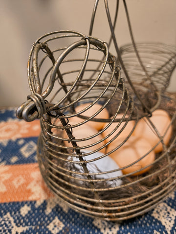 Vintage Wired Chicken Egg Basket