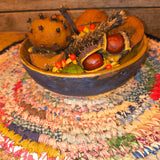 Primitive Vintage Wooden Bowl Filled w/ Fall Goodies 6"