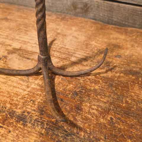 Original Primitive Antique Hand-Forged Iron 4-Prong Grappling Hook or Well Hook 7"