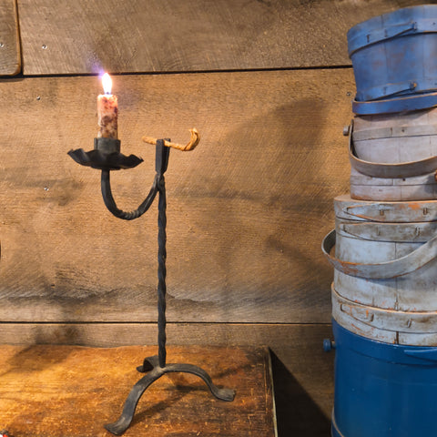 Antique Primitive Rush & Candle Holder