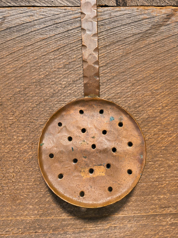 Vintage Handmade Hammered Copper Skimmer Strainer 15.25"L x 5"W