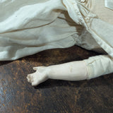 Antique 25" German Bisque/China Head Doll - Stuffed Cloth Body, Flawless Porcelain Limbs c.1890s