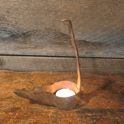 Early Antique forged Iron Primitive Grease Cruise Lamp