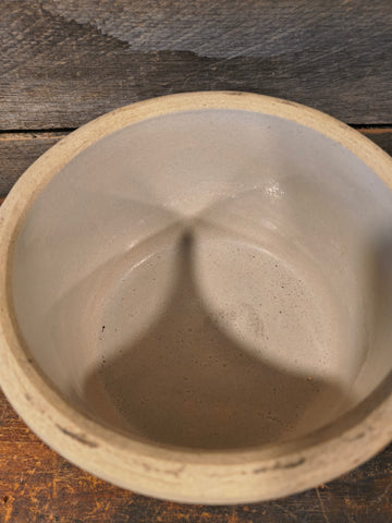 Vintage Pottery Blue Banded Squat Crock Jar Container