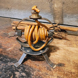 Antique Beeswax Coiled Candle Jack Wrought Iron