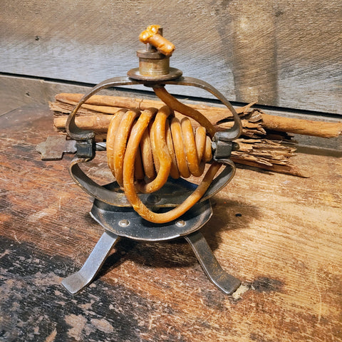 Antique Beeswax Coiled Candle Jack Wrought Iron