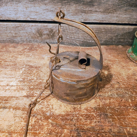 Antique Tin Betty Lamp