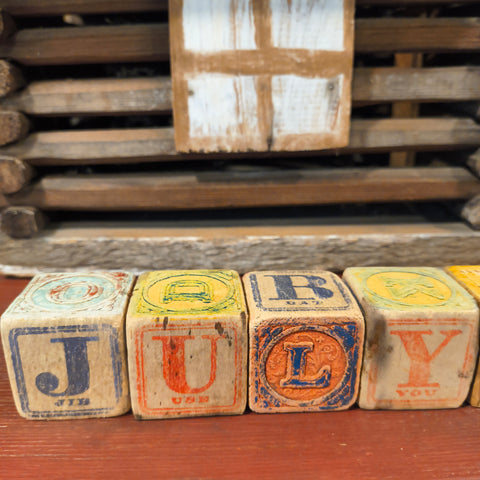 July 04 Vintage Wooden Blocks