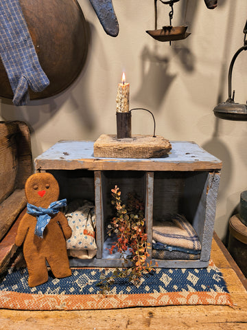 Primitive Old Blue Box With Shelves
