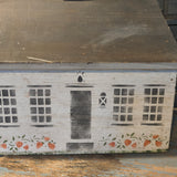 Primitive Wooden Christopher Gurshin Decorated Pine House Storage Box