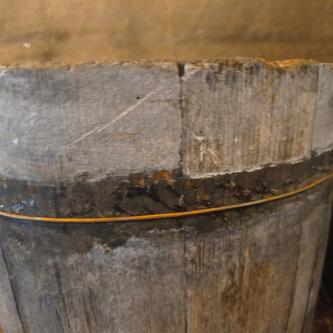 Primitive Wooden Sap Bucket w/ Gourds