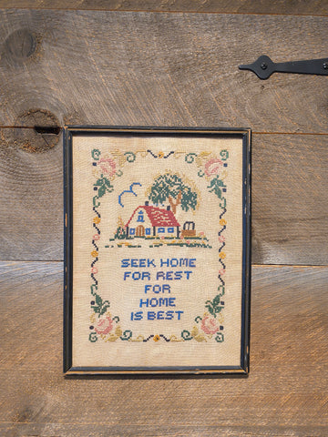 Vintage Cross Stitch w/Frame