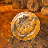 Antique Primitive Wooden Butter Stamp / Butter Print of a Sunflower