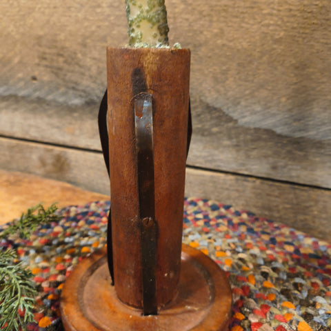 Antique Wooden Make-Do Wooden Candle Holder