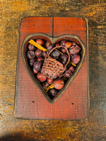 Primitive Wooden Heart Spice Holder