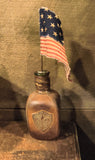 Vintage Leather Wrapped Wine Bottle Stopper 10”Flue Shield Fleur-de-lis
