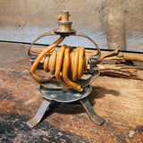 Antique Beeswax Coiled Candle Jack Wrought Iron