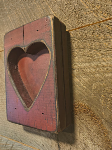 Primitive Wooden Heart Spice Holder