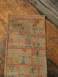 Antique Primitive LATE 18TH CENTURY ALPHABET & DIAMOND BORDER SAMPLER INITIALLED E.P - 1790