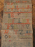 Antique Primitive LATE 18TH CENTURY ALPHABET & DIAMOND BORDER SAMPLER INITIALLED E.P - 1790