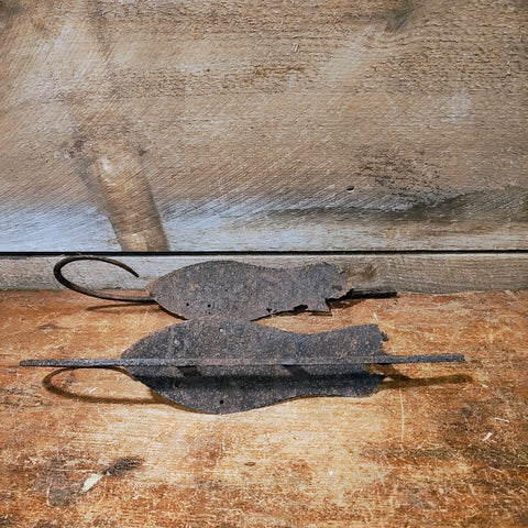 Antique 1700's Hand Wrought Iron Ice Skates.