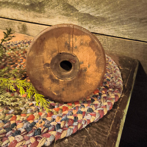 Antique Wooden Make-Do Wooden Candle Holder