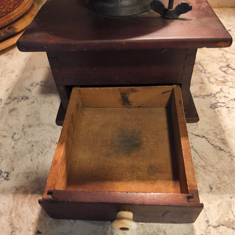 Vintage Wooden Coffee Grinder Lamp