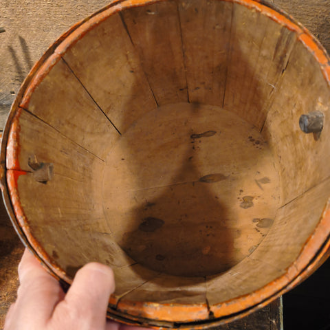Antique Primitive Woode Pumpkin Colored Firkin