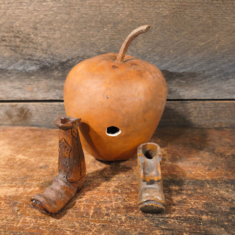 Primitive Gourd w/ 2 Wooden Boots