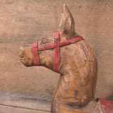 Primitive Hand Carved Wooden Rocking Horse Figural Folk Art Primitive Decor 14"x17"